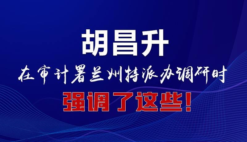 圖解|胡昌升在審計署蘭州特派辦調(diào)研時強調(diào)了這些！