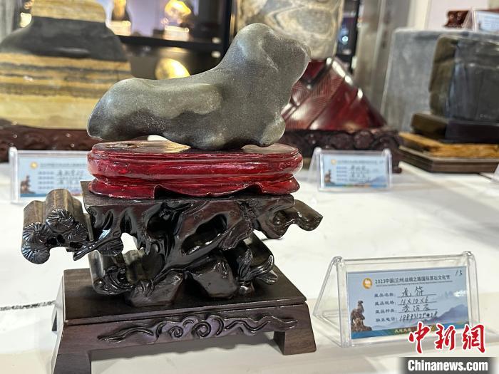 8月3日——7日，2023中國(蘭州)絲綢之路國際賞石文化節(jié)在甘肅國際會展中心舉行。圖為名為《虎符》的黃河石。楊娜 攝</p><p>