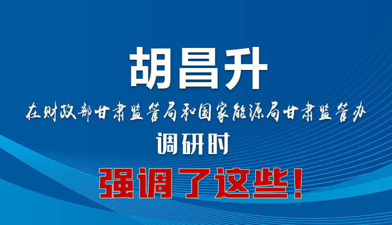 圖解|胡昌升在財政部甘肅監(jiān)管局和國家能源局甘肅監(jiān)管辦調(diào)研時強調(diào)了這些！